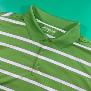 Nike Golf Dri-FIT Polo‎ Shirt Mens Large Green Striped Ridgefields